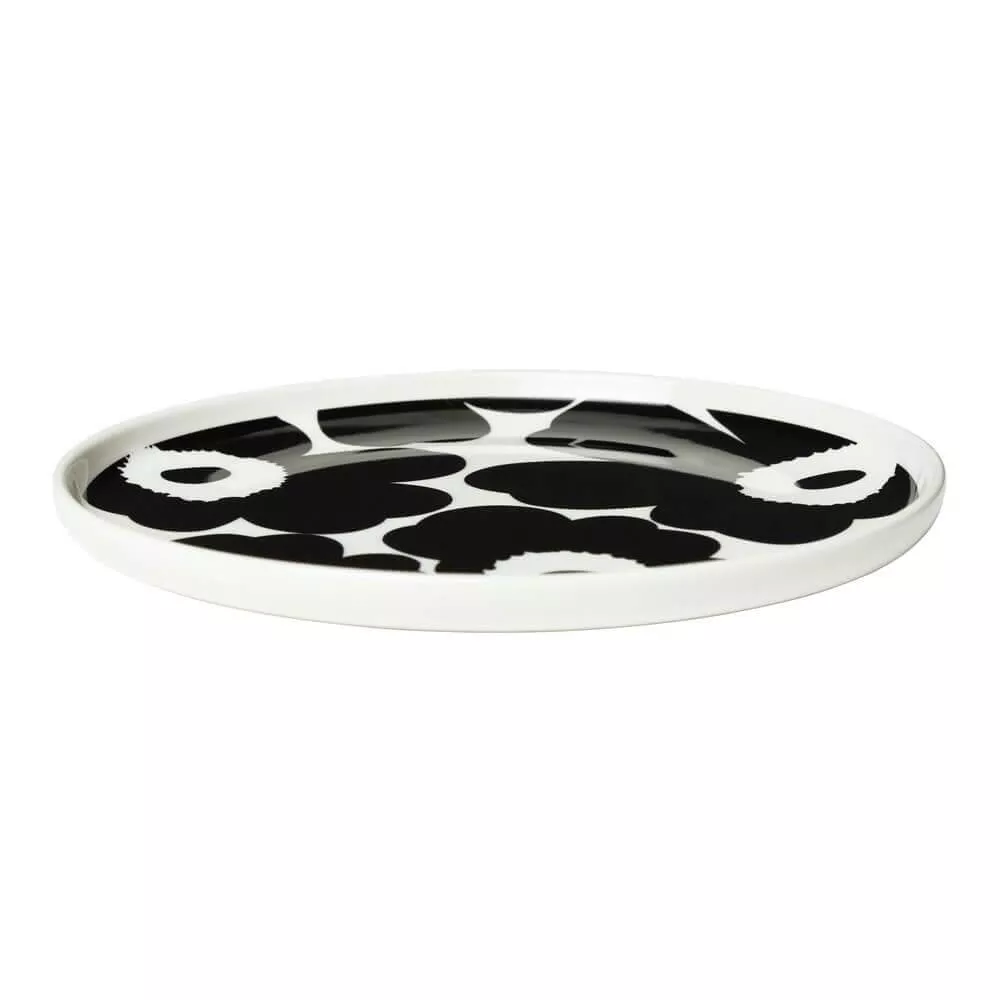 Marimekko Oiva / Unikko Black and White Poppy Circular Plate 20cm